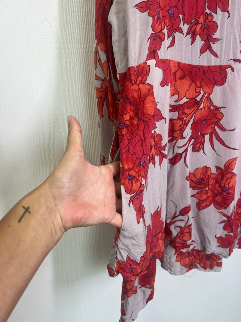 Free People - Shake It Colorful Floral Long Sleeve Half Button Mini Dress Medium - Picture 6 of 13